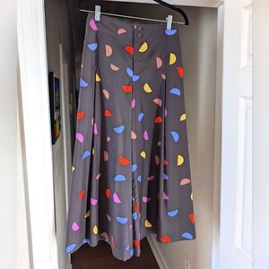 Issey Miyake x Ikko Tanaka Colorful Half Moon Wide Legged Gaucho Pants